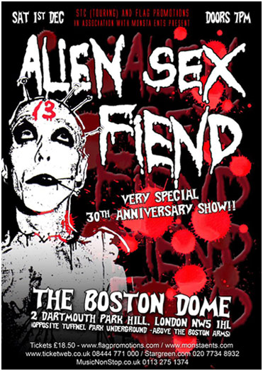 Alien Sex Fiend London show flyer